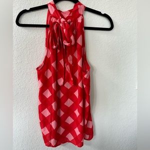 Red and pink patterned j crew top
